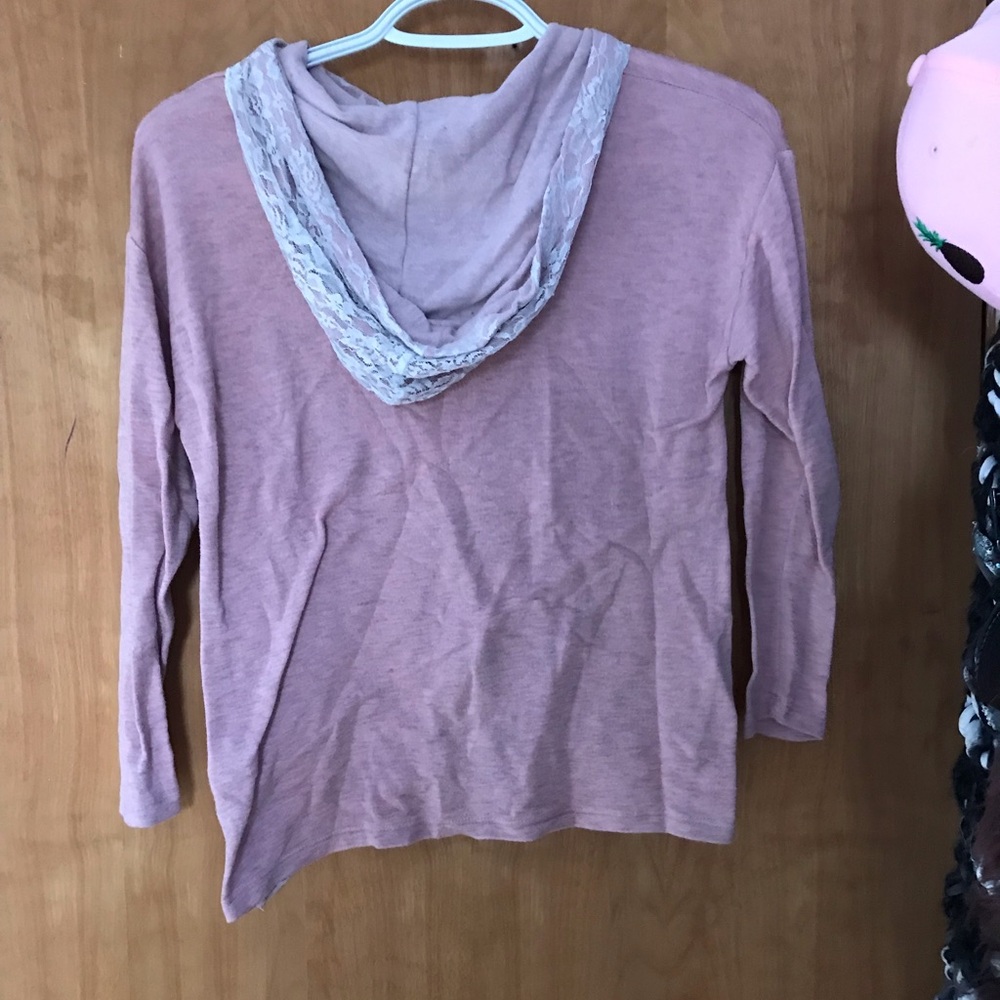 Size small lilac hoodie with lace trim